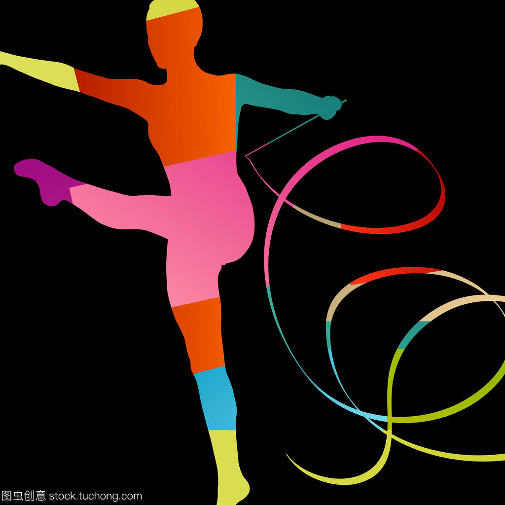 女孩健美操运动体操运动员剪影杂技飞肋骨